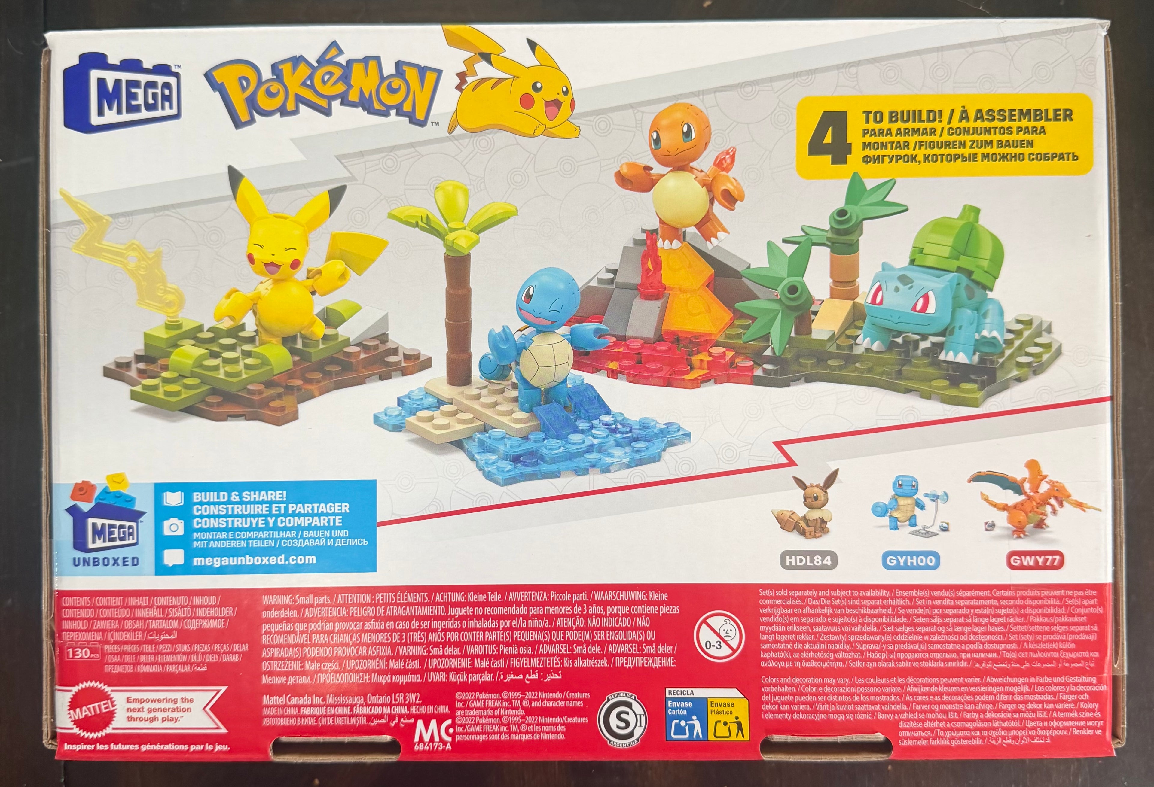 MEGA Pokémon Kanto Region Team Building Set HFG05 — 130 Pieces — Pikachu, Squirtle, Charmander & Bulbasaur
