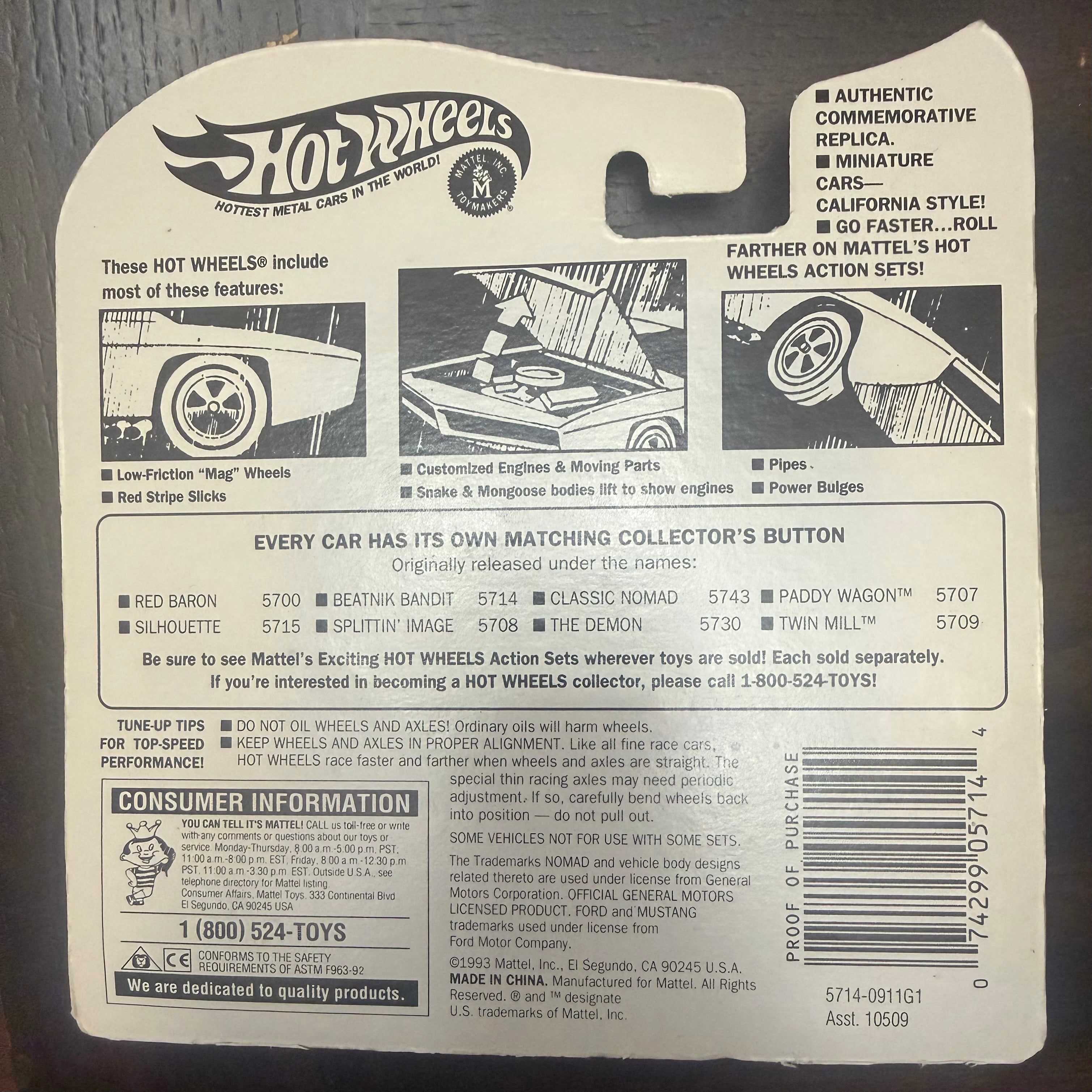 Hot Wheels Vintage Collection California Custom Miniatures Commemorative Replica w/ Collector’s Button