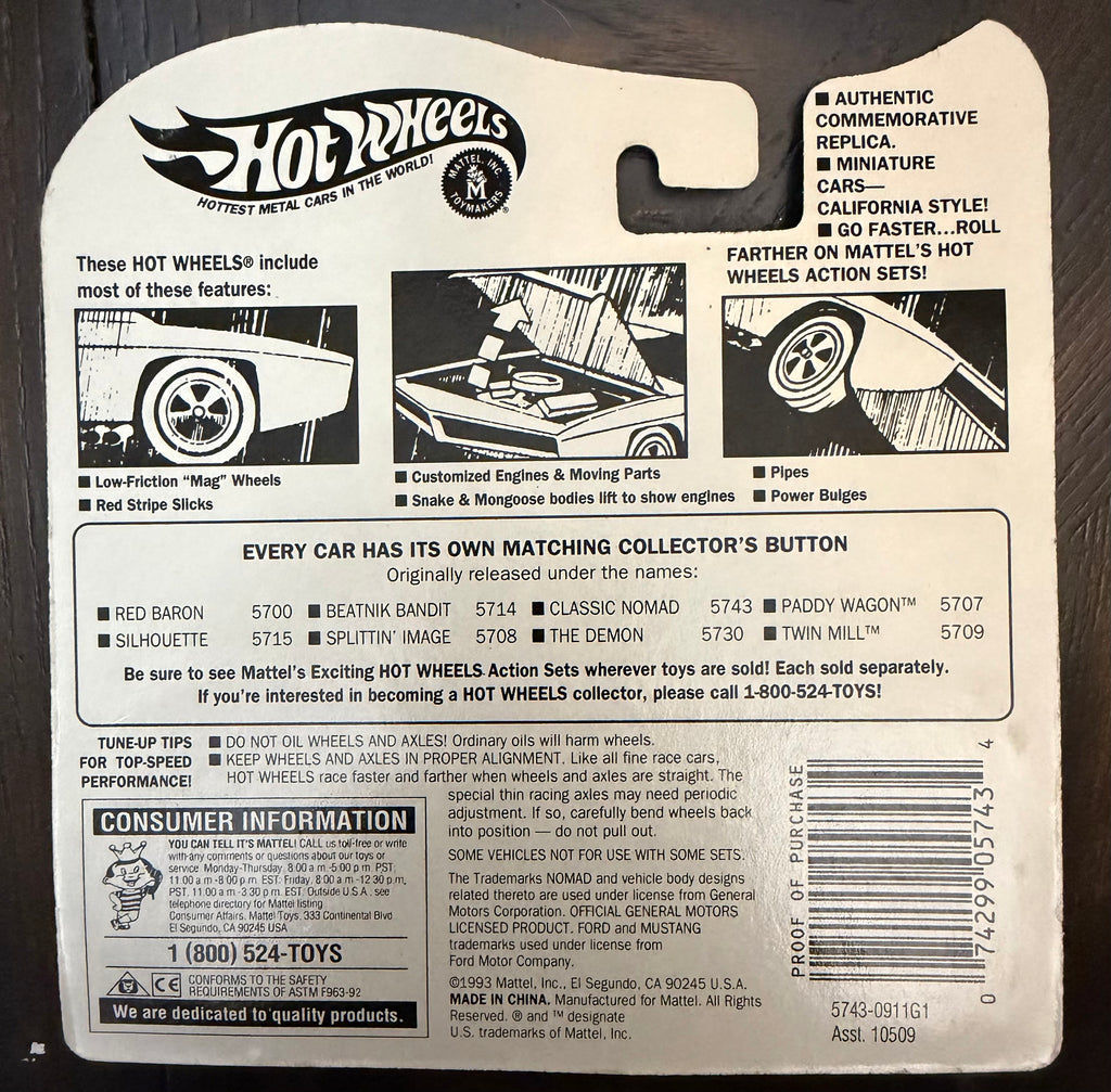 Hot Wheels Vintage Collection Red Baron Commemorative Replica w/ Collector’s Button