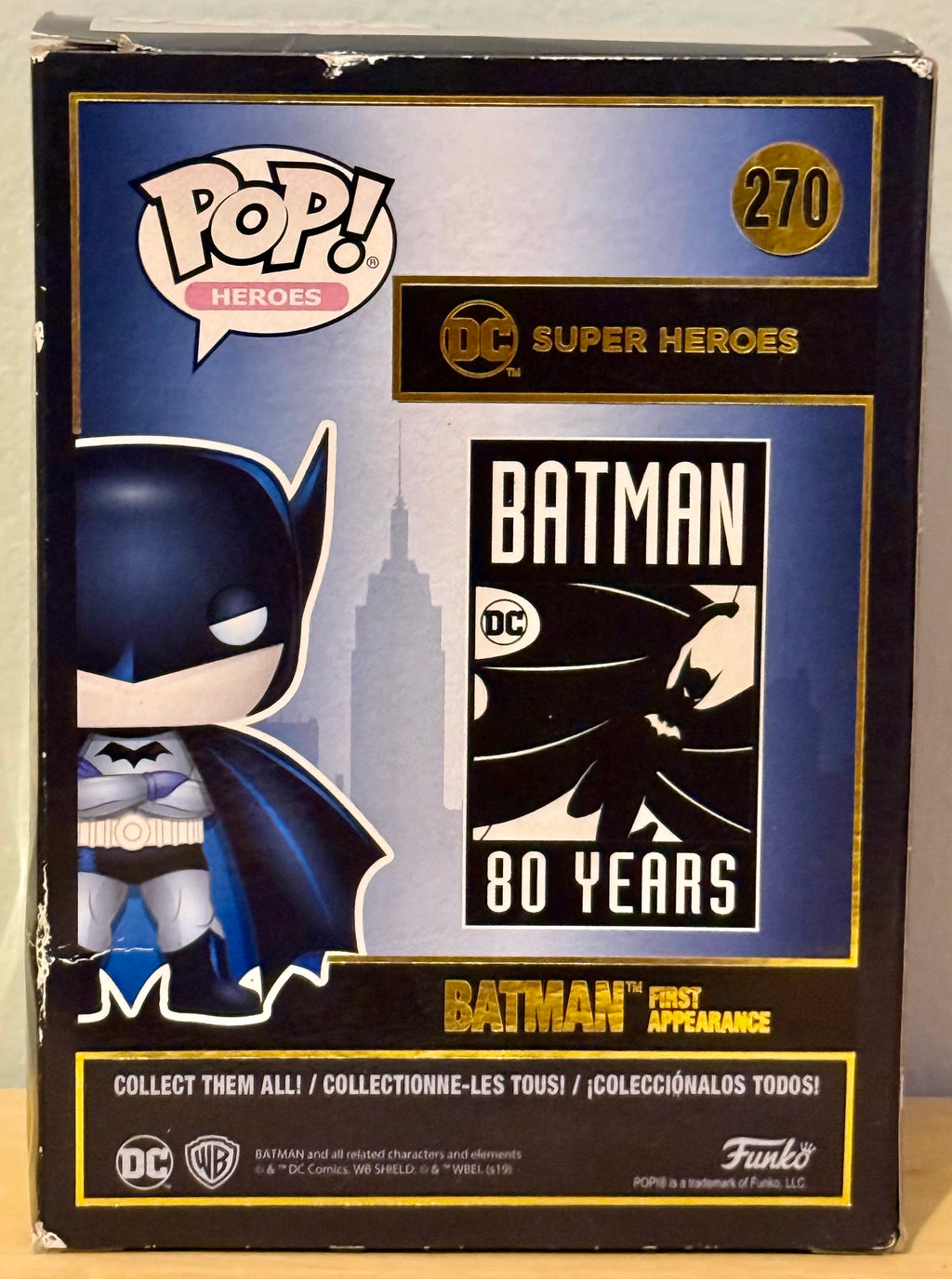 Funko Pop! Heroes Batman First Appearance #270 Batman 80 Years Vinyl Figure *Small Dent*