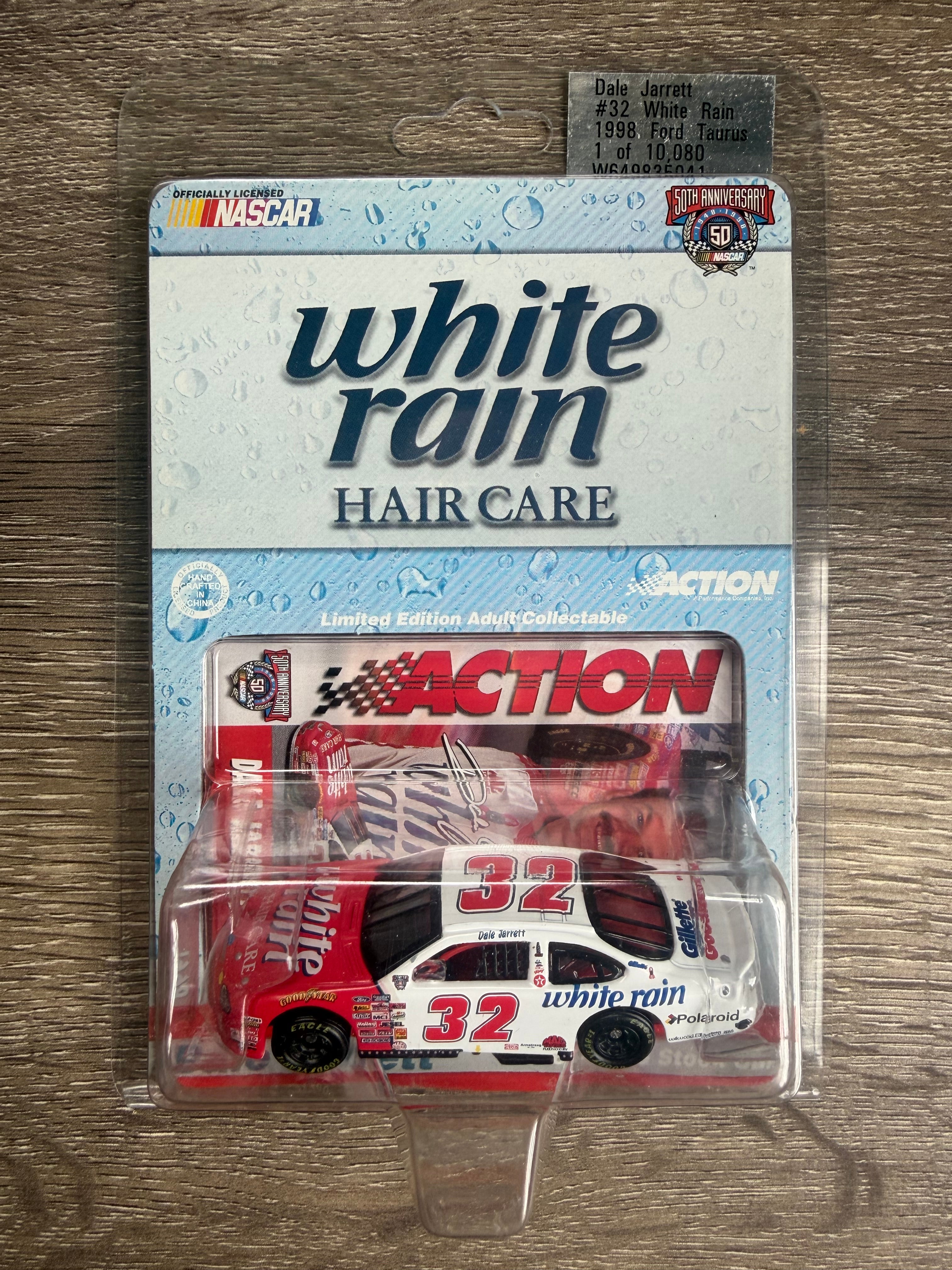Dale Jarrett #32 White Rain 1998 Ford Taurus NASCAR Action 1:64 Die-Cast — Limited Edition 1 of 10,080