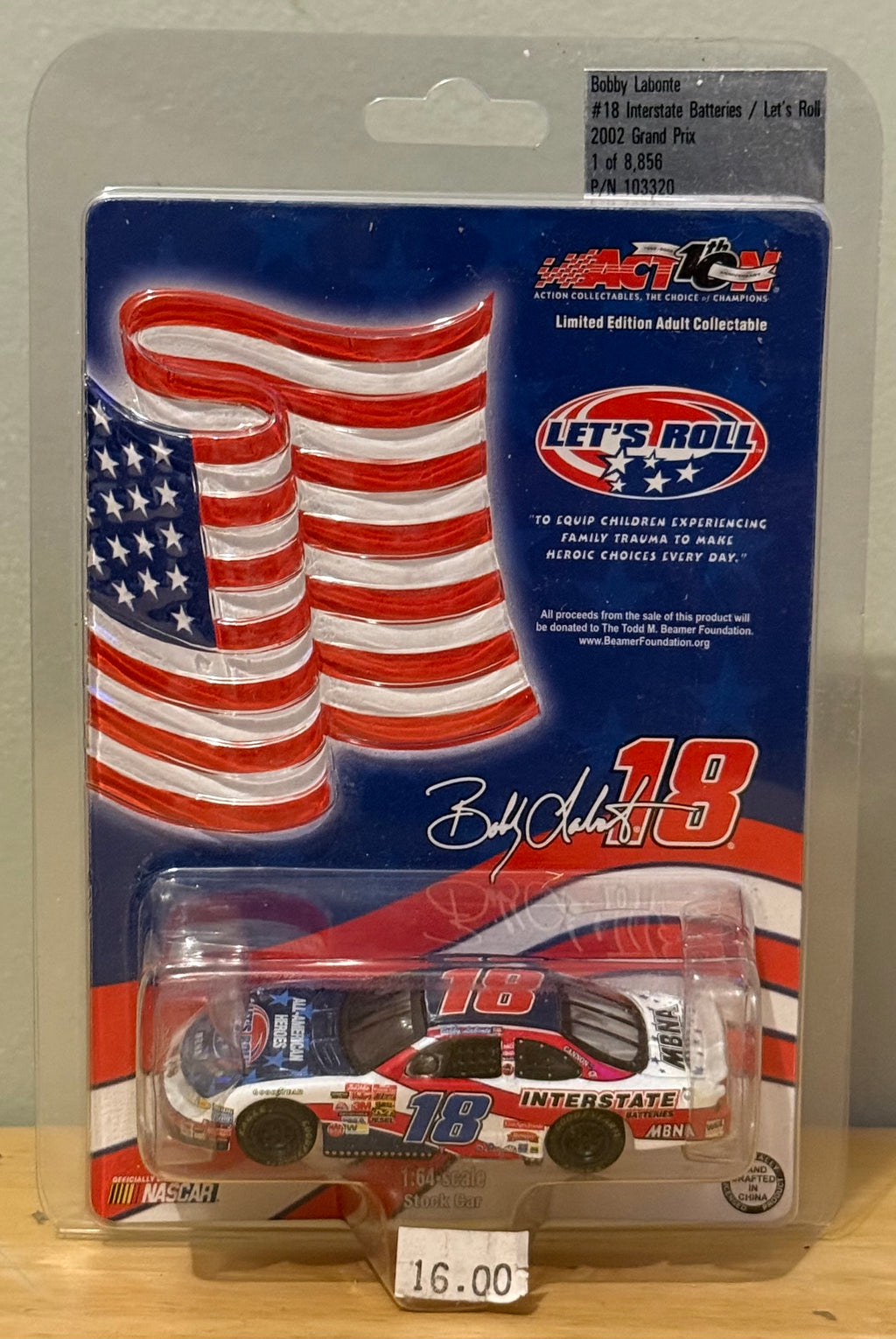Action Bobby Labonte #18 Interstate Batteries / Let’s Roll 2002 Grand Prix 1:64 NASCAR Die-Cast