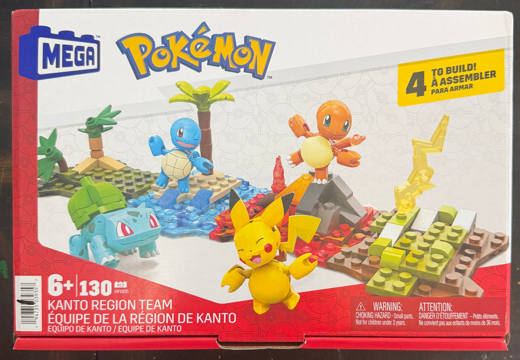 MEGA Pokémon Kanto Region Team Building Set HFG05 — 130 Pieces — Pikachu, Squirtle, Charmander & Bulbasaur