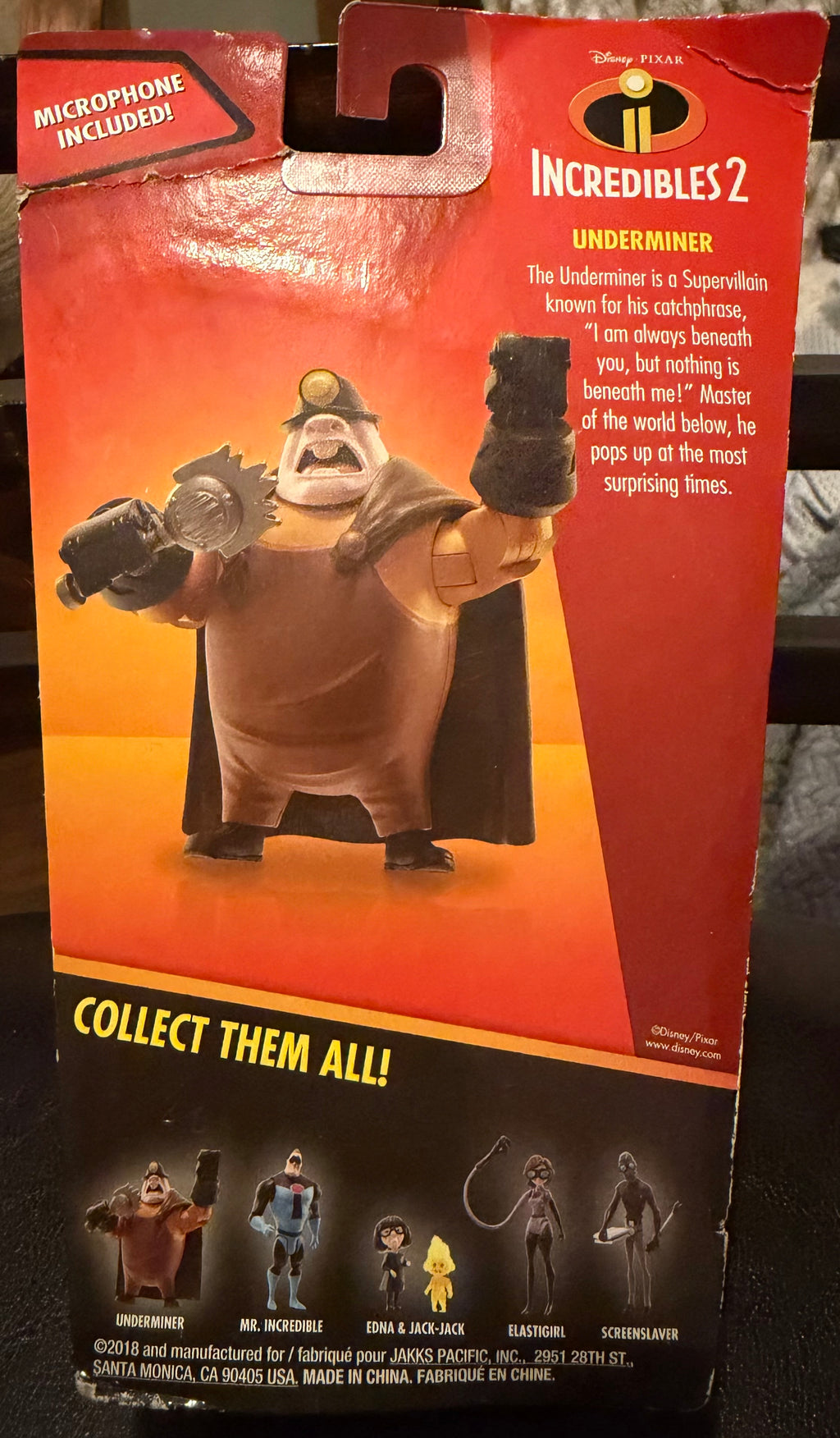 Disney Pixar Incredibles 2 Underminer Action Figure w/ Microphone JAKKS Pacific