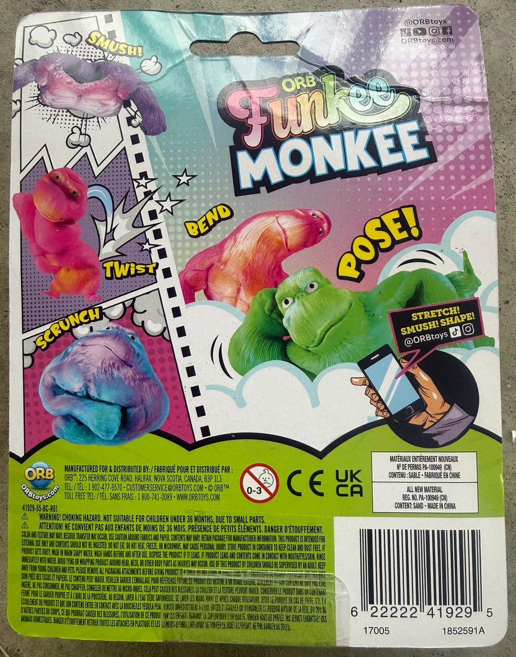 ORB Funkee Monkee Green & Blue “Go Bananas!” Stretch & Pose Monkey Toy