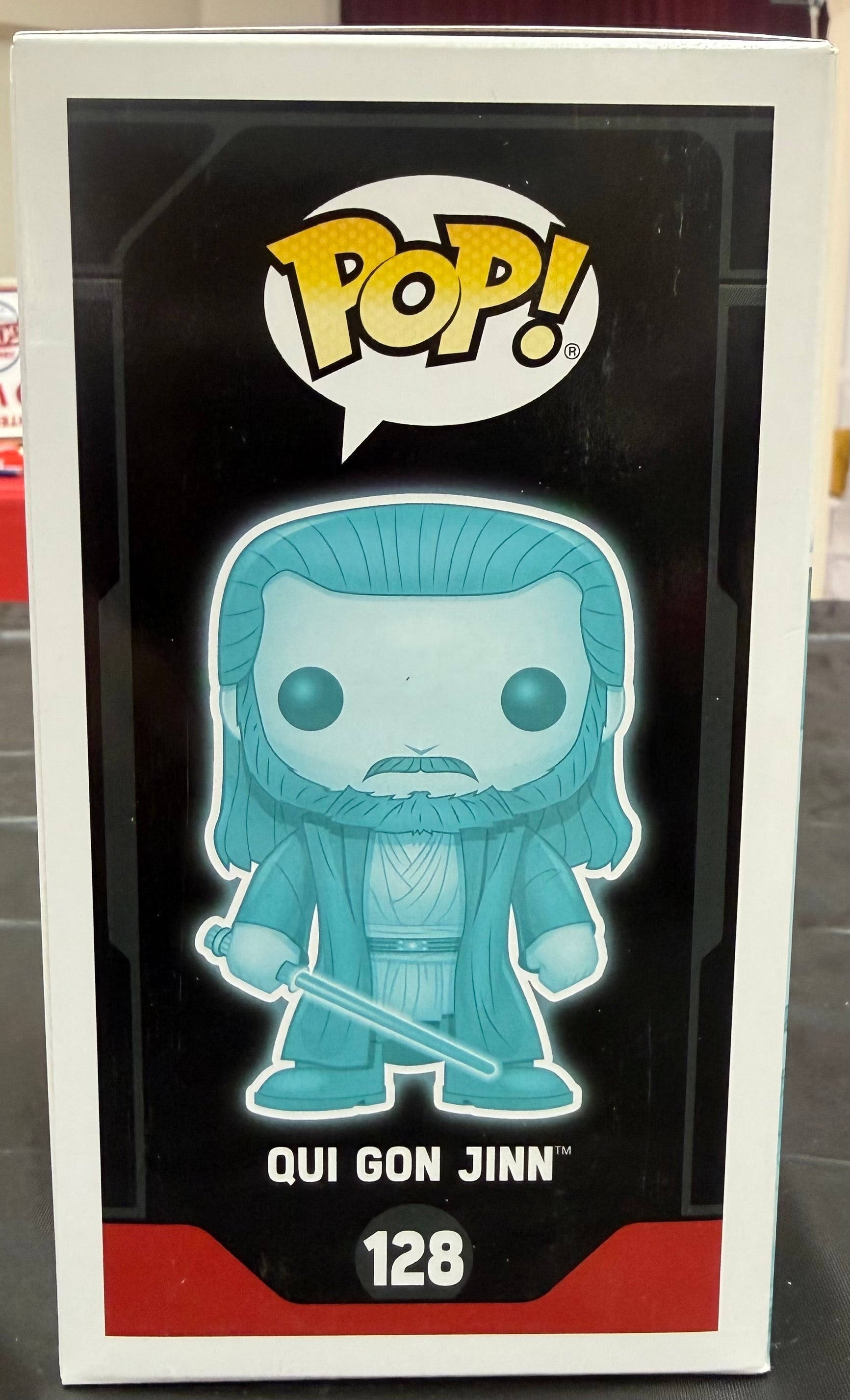 Funko Pop Star Wars Qui Gon Jinn 128 Holographic Exclusive Convention 2017 *In Hard Case*