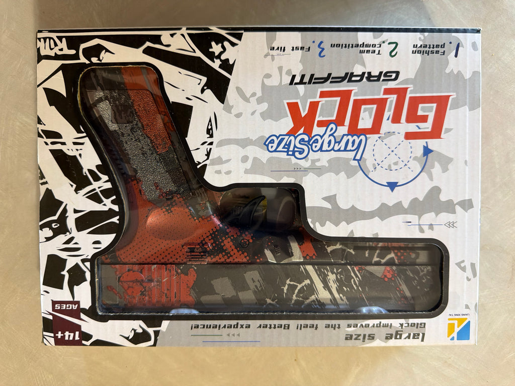Large Size Glock Graffiti Toy Pistol Red Black Boxed 14+