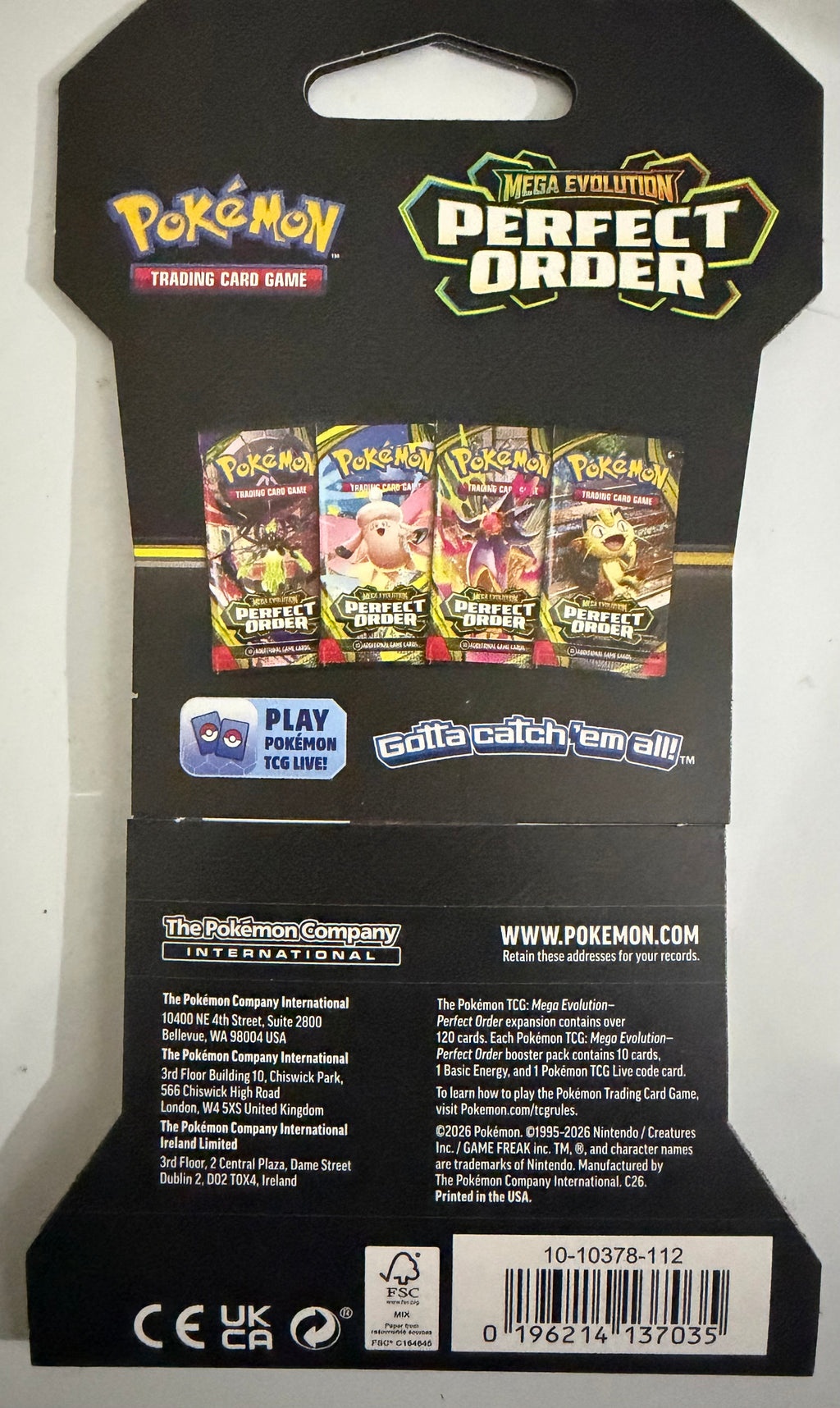 Pokémon TCG Mega Evolution: Perfect Order sleeved booster pack