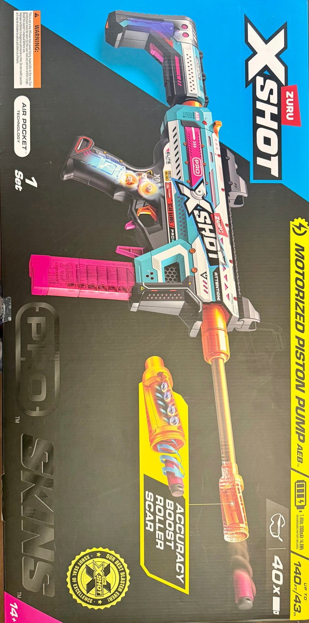 ZURU X-Shot Pro Motorized Piston Pump Blaster – Air Pocket Technology, Set 1