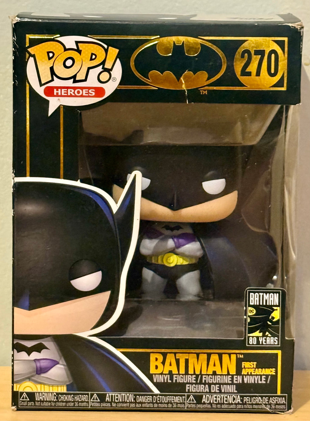 Funko Pop! Heroes Batman First Appearance #270 Batman 80 Years Vinyl Figure *Small Dent*