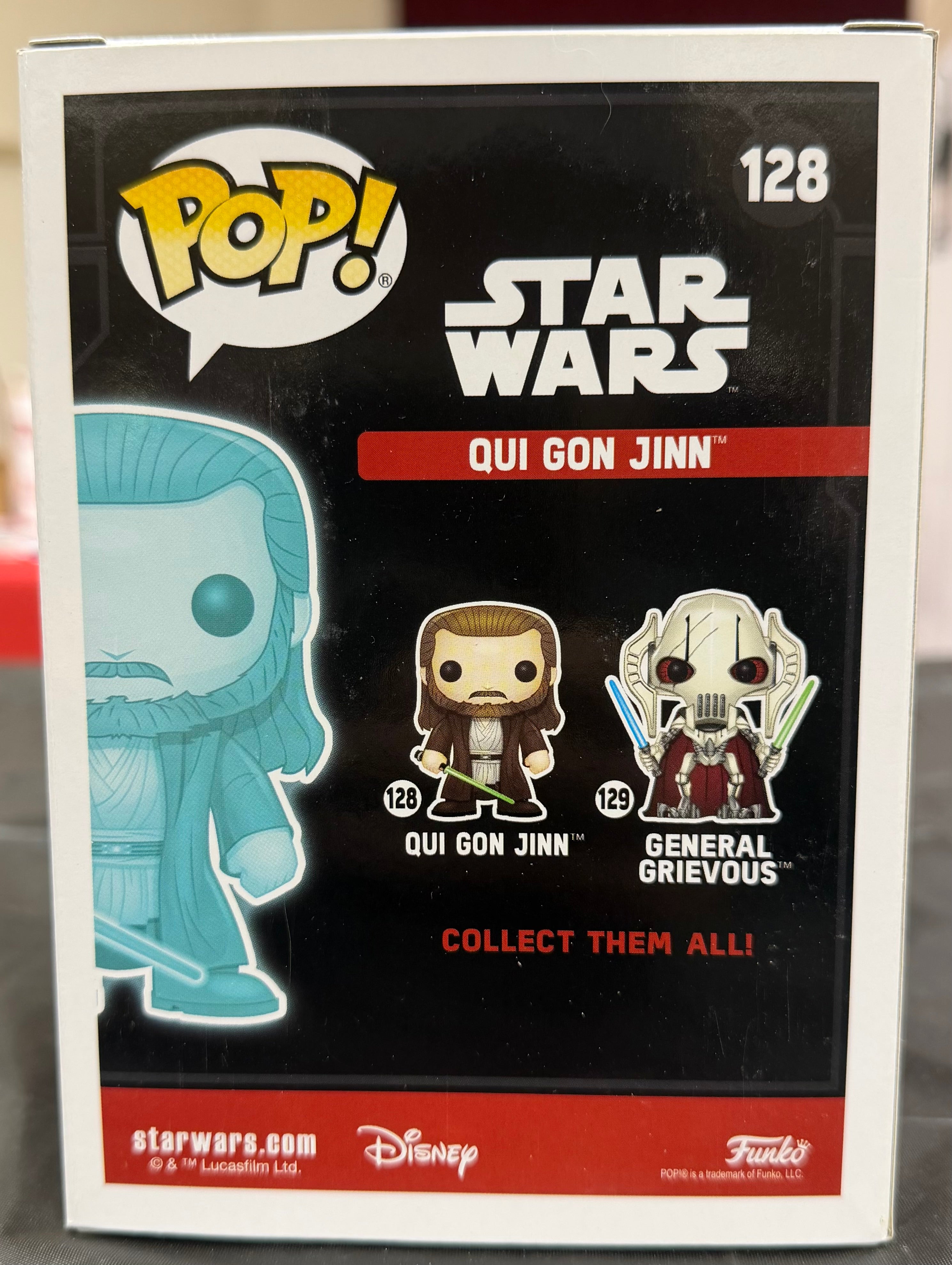 Funko Pop Star Wars Qui Gon Jinn 128 Holographic Exclusive Convention 2017 *In Hard Case*