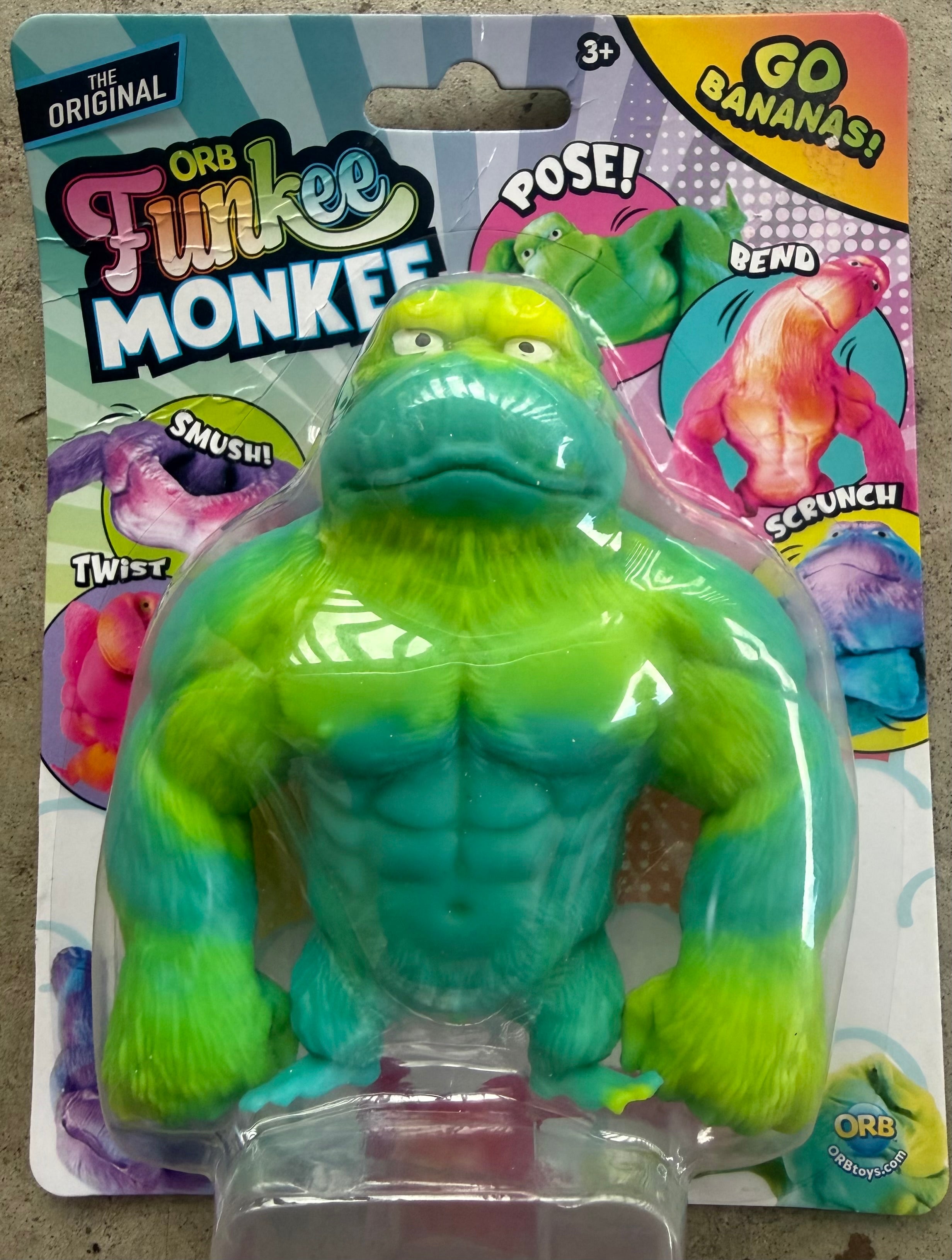 ORB Funkee Monkee Green & Blue “Go Bananas!” Stretch & Pose Monkey Toy